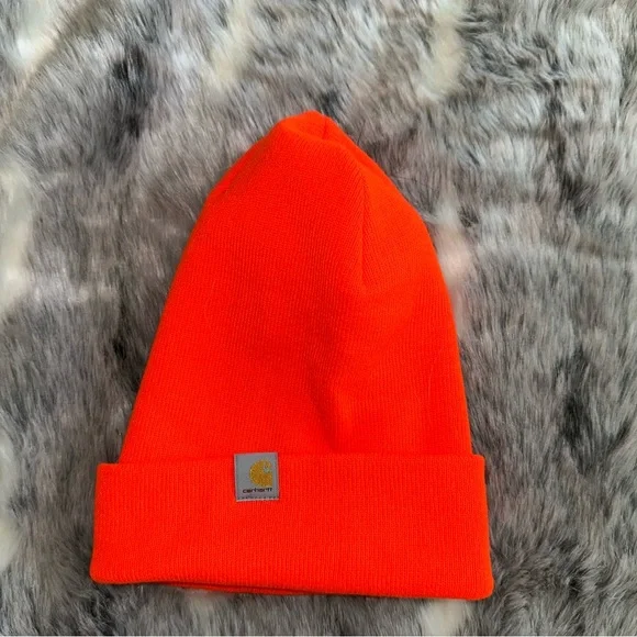 Carhartt Neon Orange Beanie Hat new - Picture 1 of 3